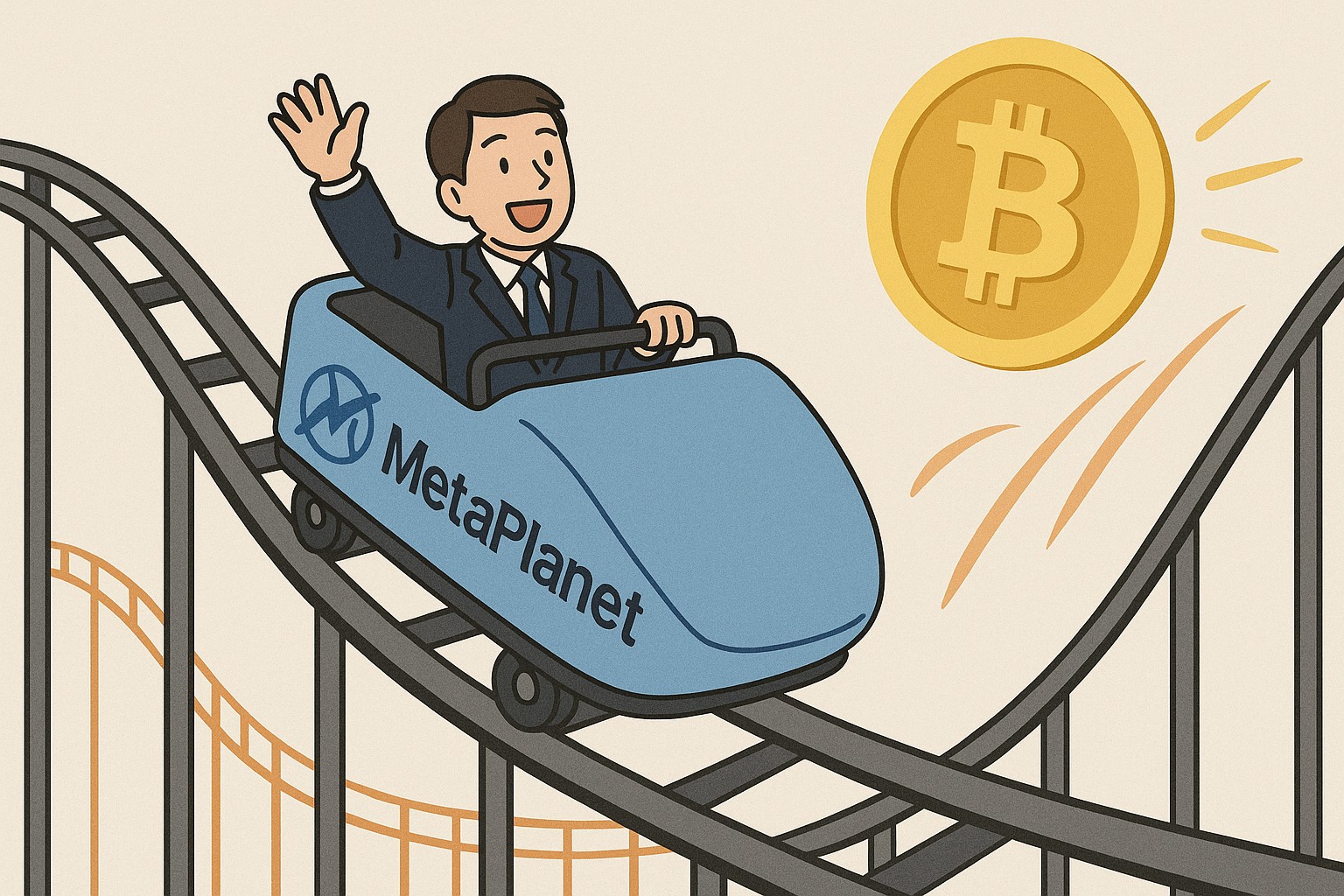 メタプラネットの株主がジェットコースターに乗って、下がった後に急上昇している