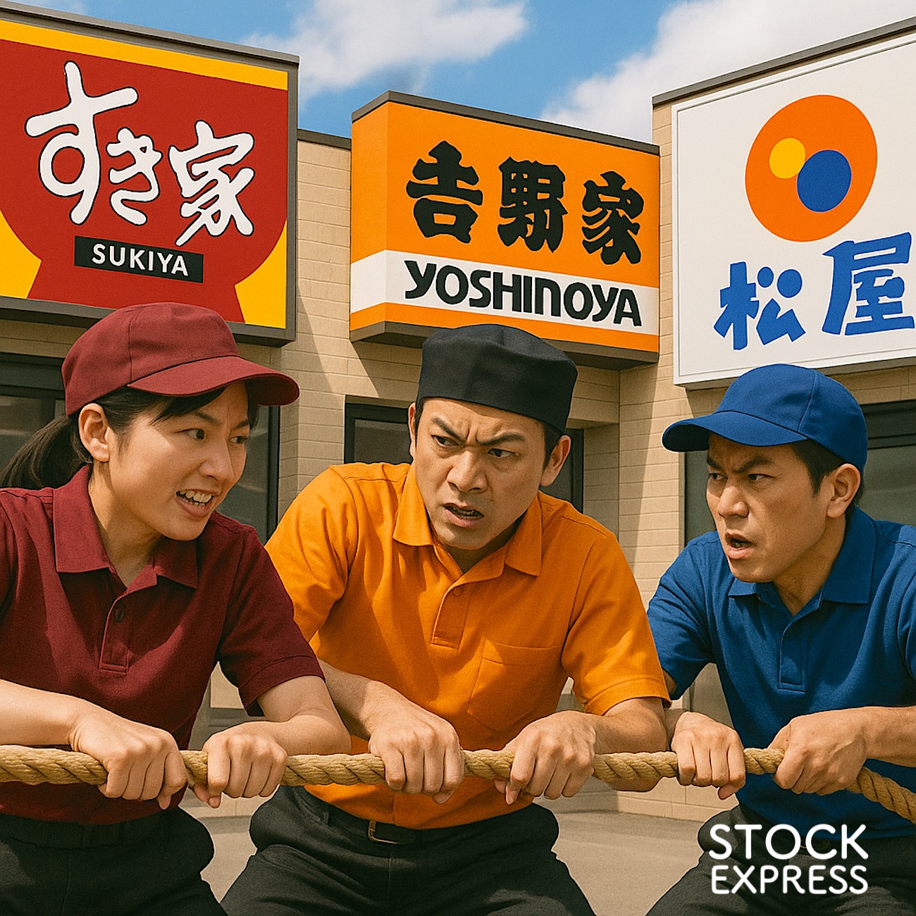 牛丼大手3社(「すき家」「吉野家」「松屋」)の競争 / STOCK EXPRESS