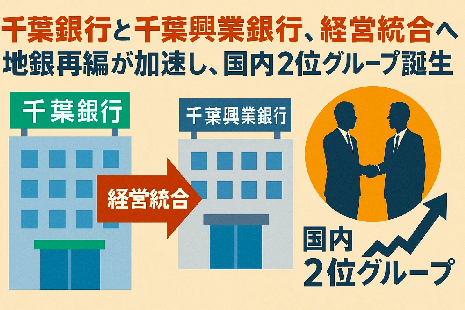 千葉銀行と千葉興業銀行、経営統合へ！地銀再編が加速し、国内2位グループ誕生の見通し