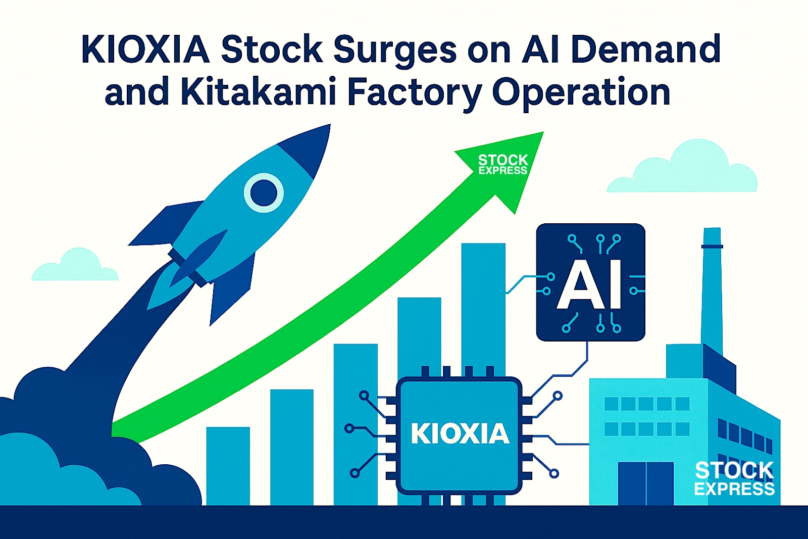 キオクシア株、AI需要期待と北上工場新棟稼働で大幅続伸