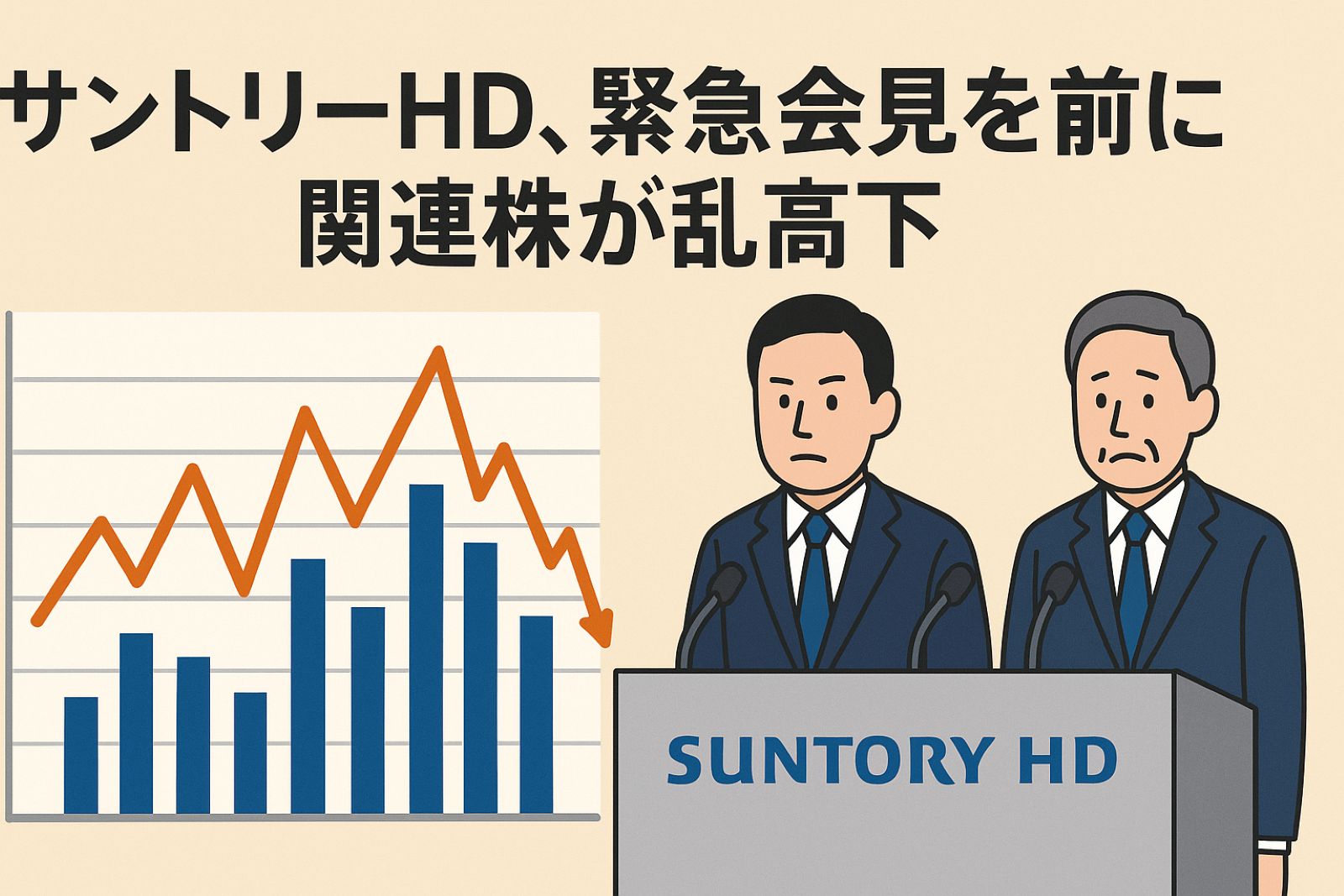 サントリーHD、緊急会見を前に関連株が乱高下