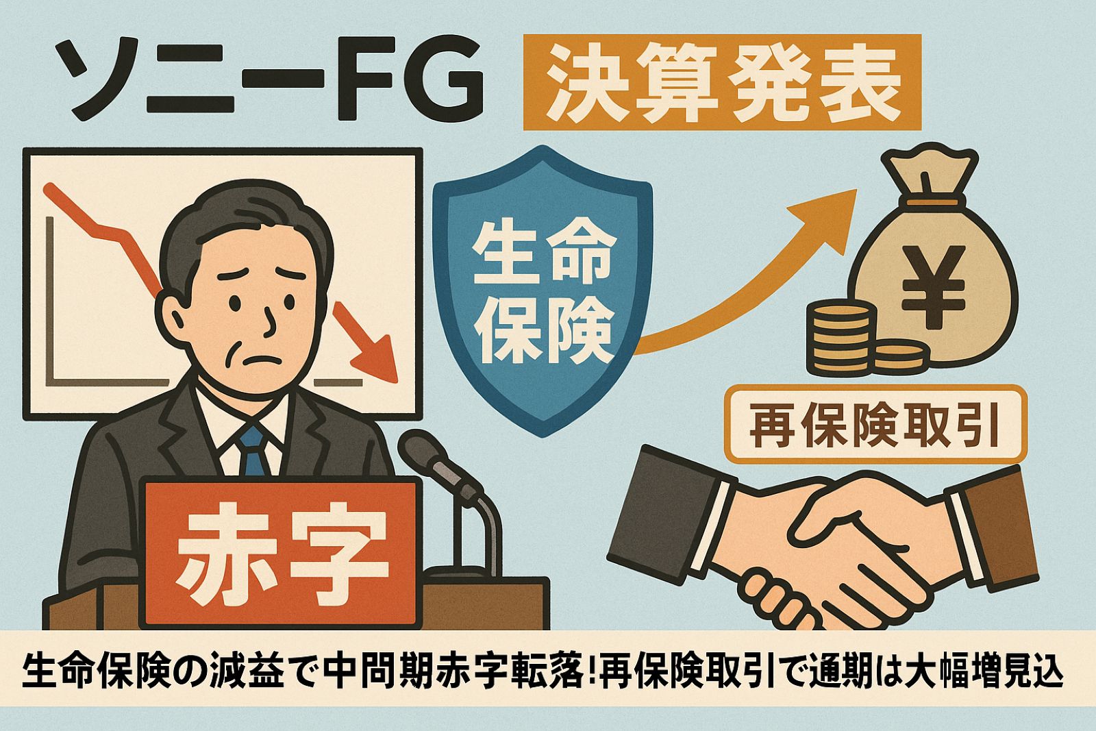 【ソニーFG 決算発表】生命保険の減益で中間期赤字転落！再保険取引で通期は大幅増益見込み