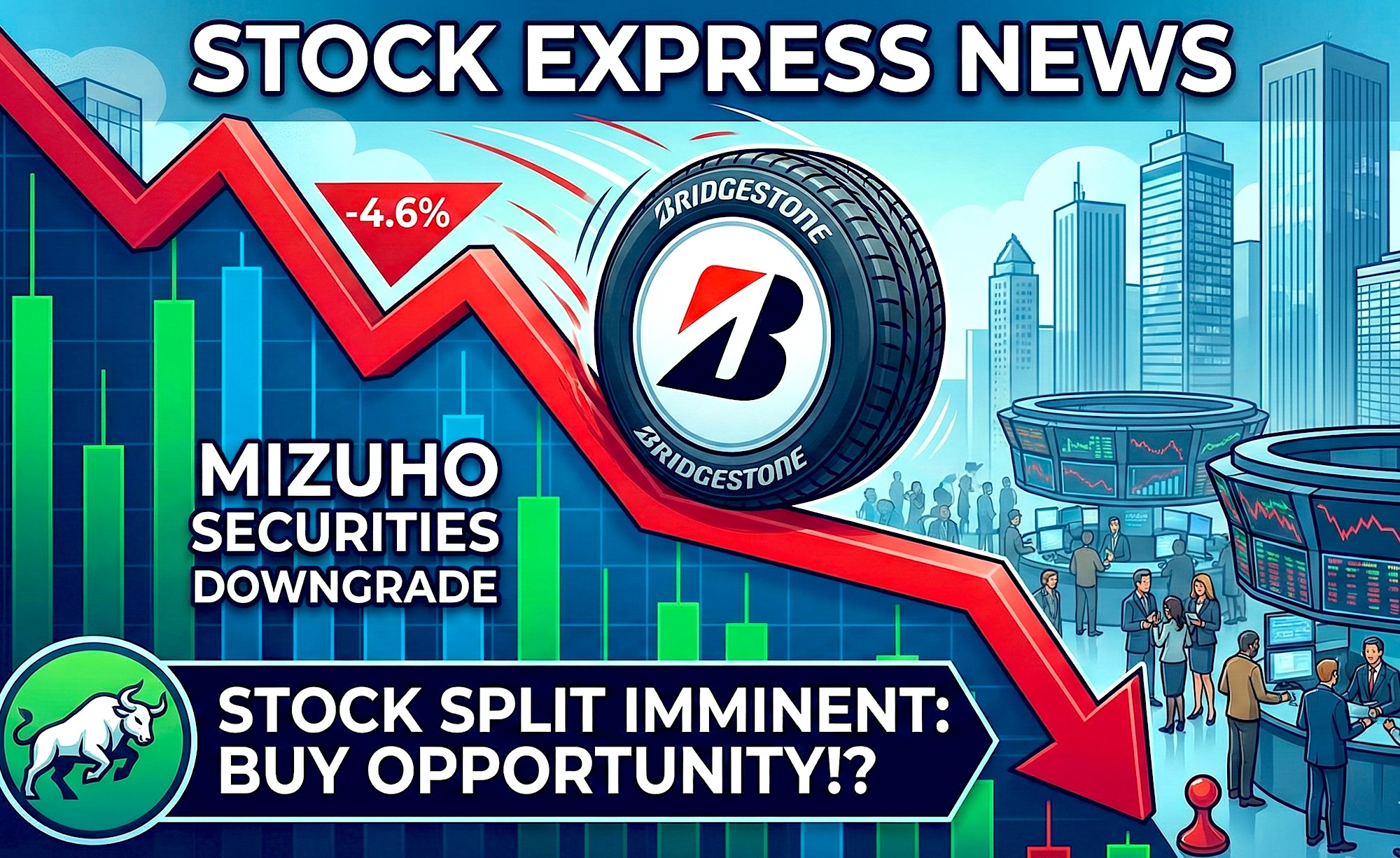 ブリヂストン株、みずほ証券が投資判断引き下げで4.6％下落！株式分割直前で買い場到来！？