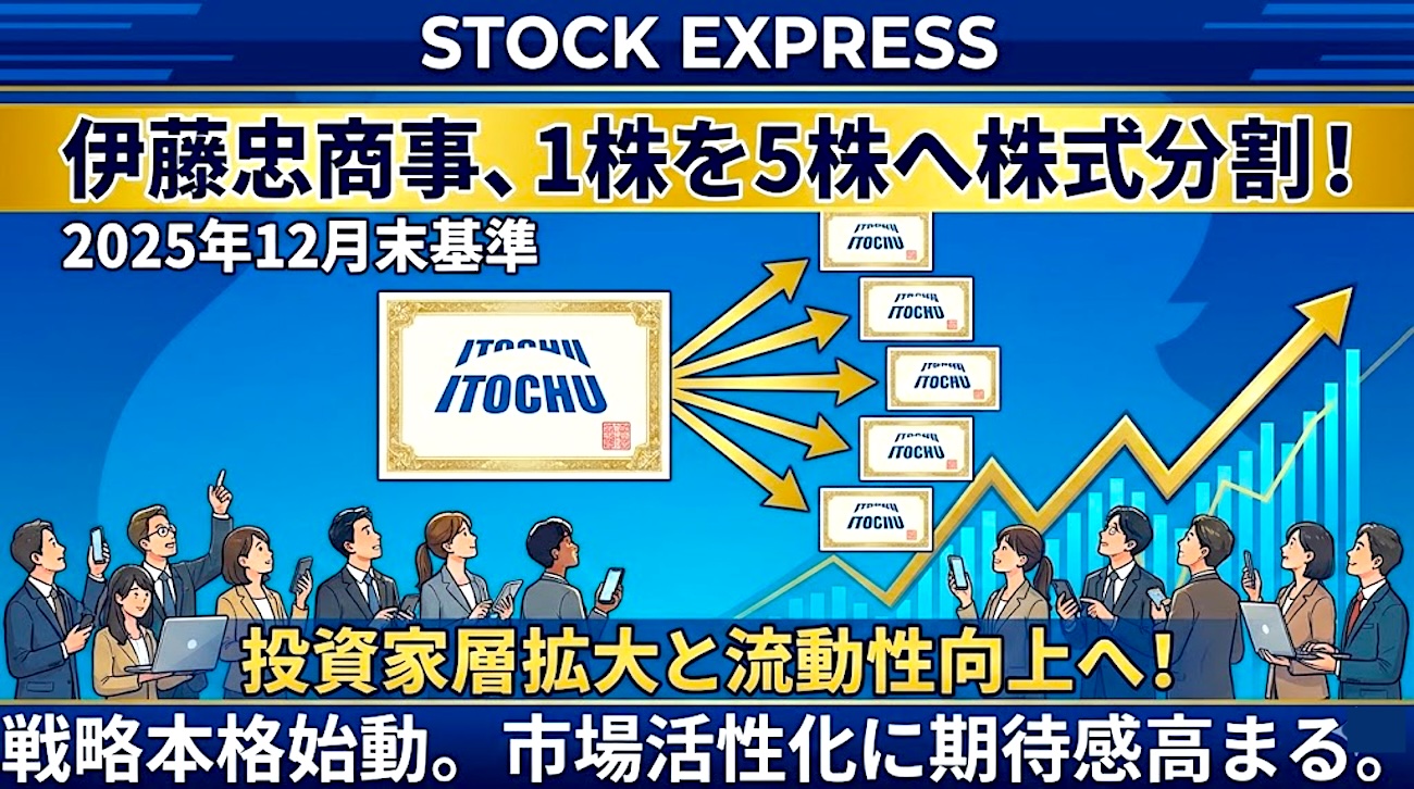 伊藤忠商事、2025年12月末を基準に1株を5株へ株式分割！ ― 投資家層拡大と流動性向上を狙う戦略が本格始動