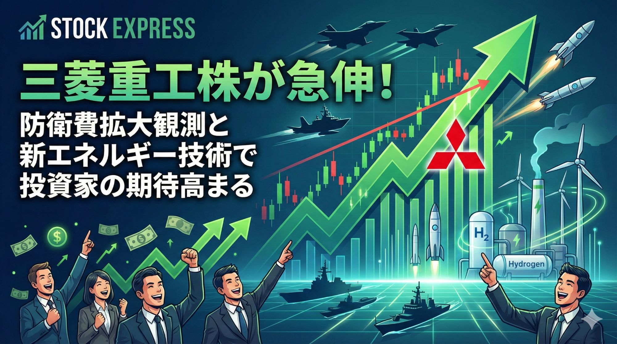 三菱重工株が急伸！防衛費拡大観測と新エネルギー技術で投資家の期待高まる