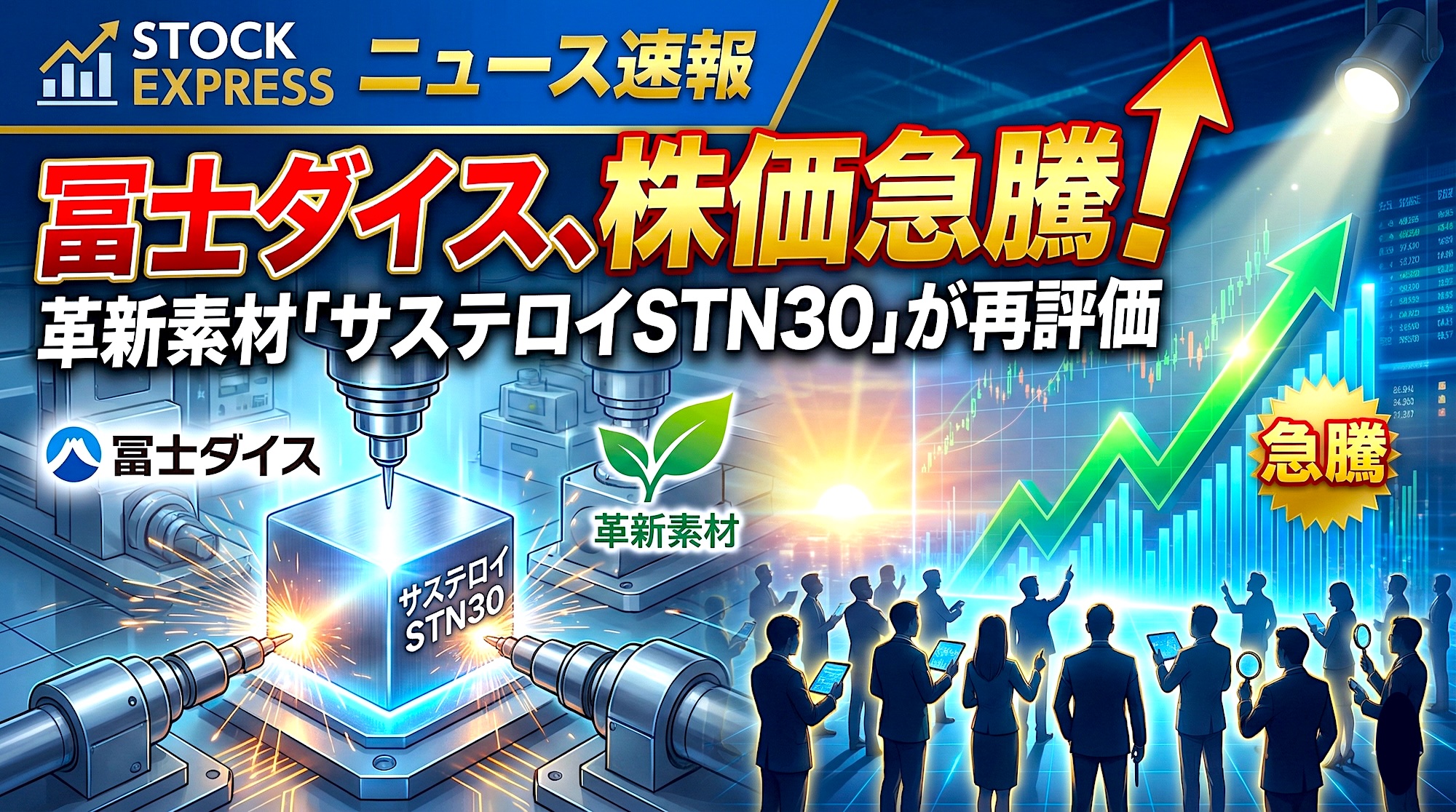 冨士ダイス、株価急騰！革新素材「サステロイSTN30」が再評価