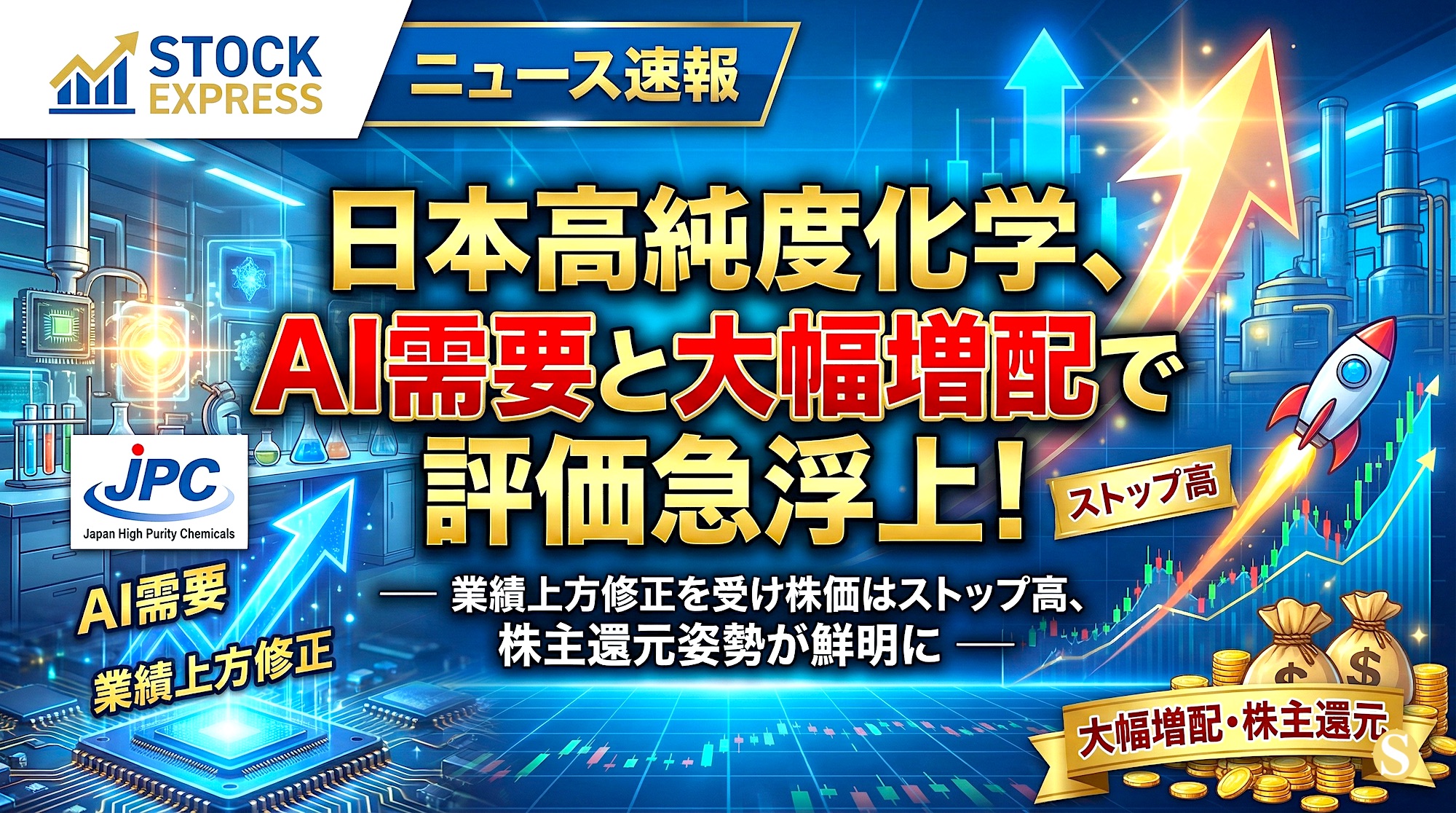 日本高純度化学、AI需要と大幅増配で評価急浮上！ ― 業績上方修正を受け株価はストップ高、株主還元姿勢が鮮明に