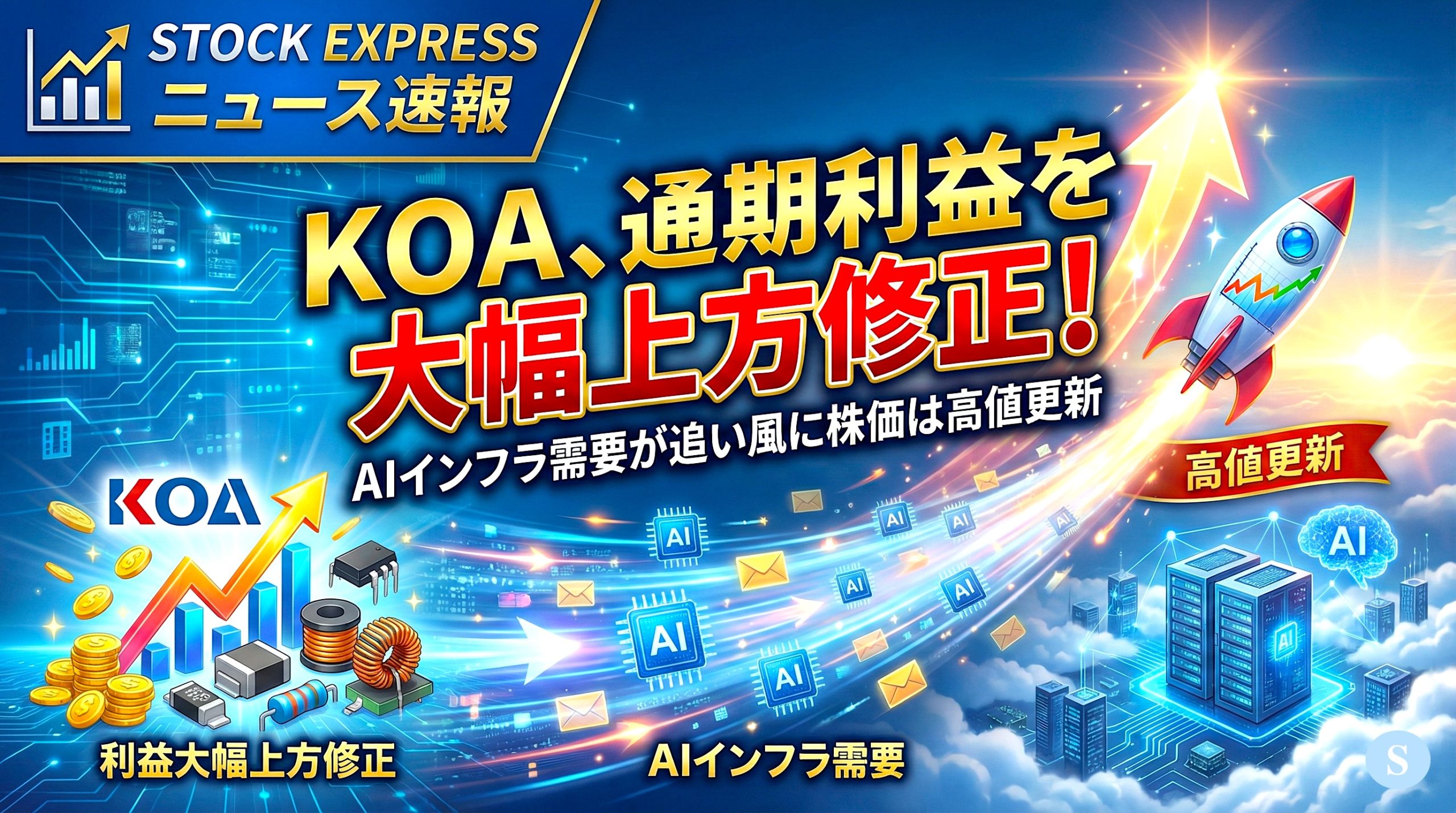 ＫＯＡ、通期利益を大幅上方修正！AIインフラ需要が追い風に株価は高値更新