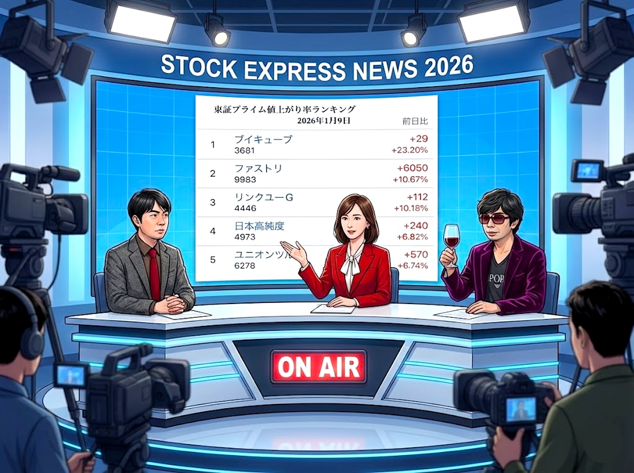 東証プライム値上がり率ランキング 2026年1月9日. STOCK EXPRESS
