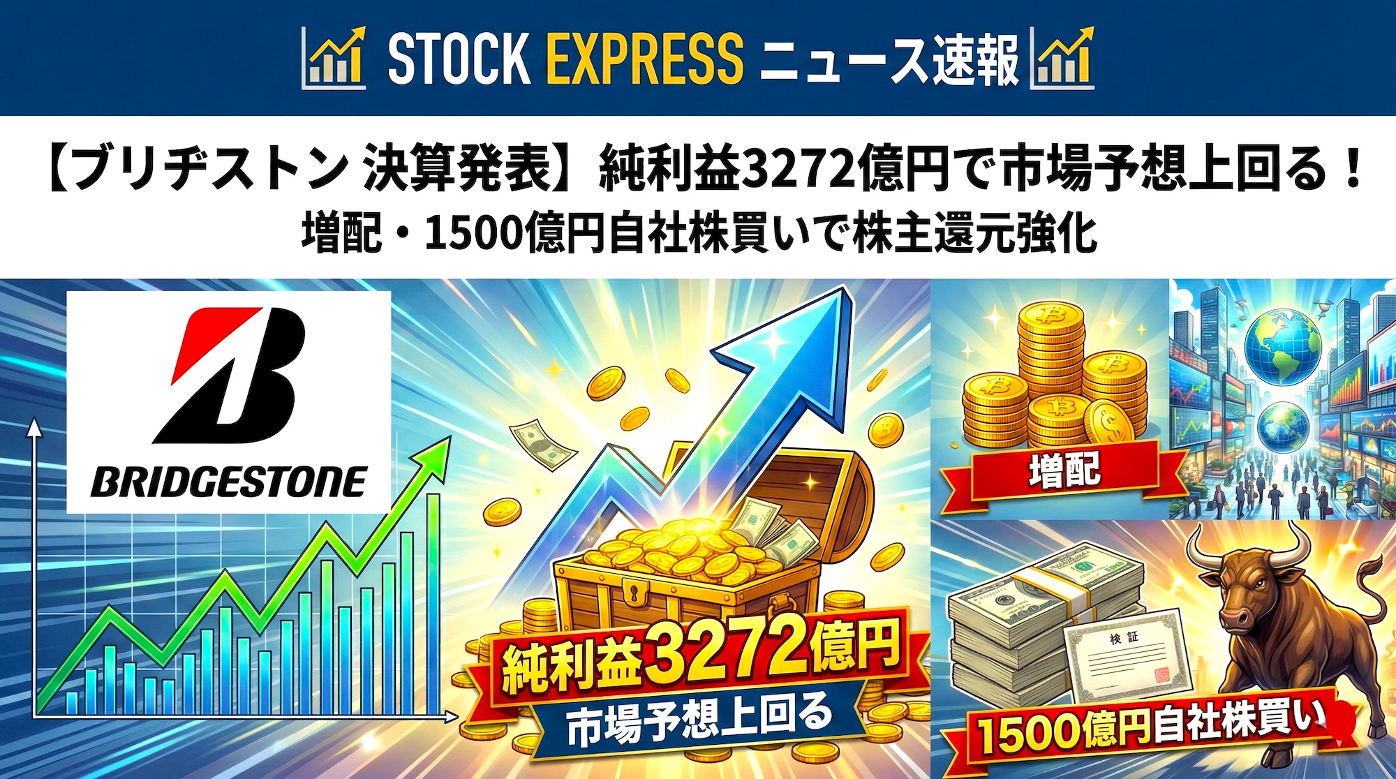 【ブリヂストン 決算発表】純利益3272億円で市場予想上回る！増配・1500億円自社株買いで株主還元強化