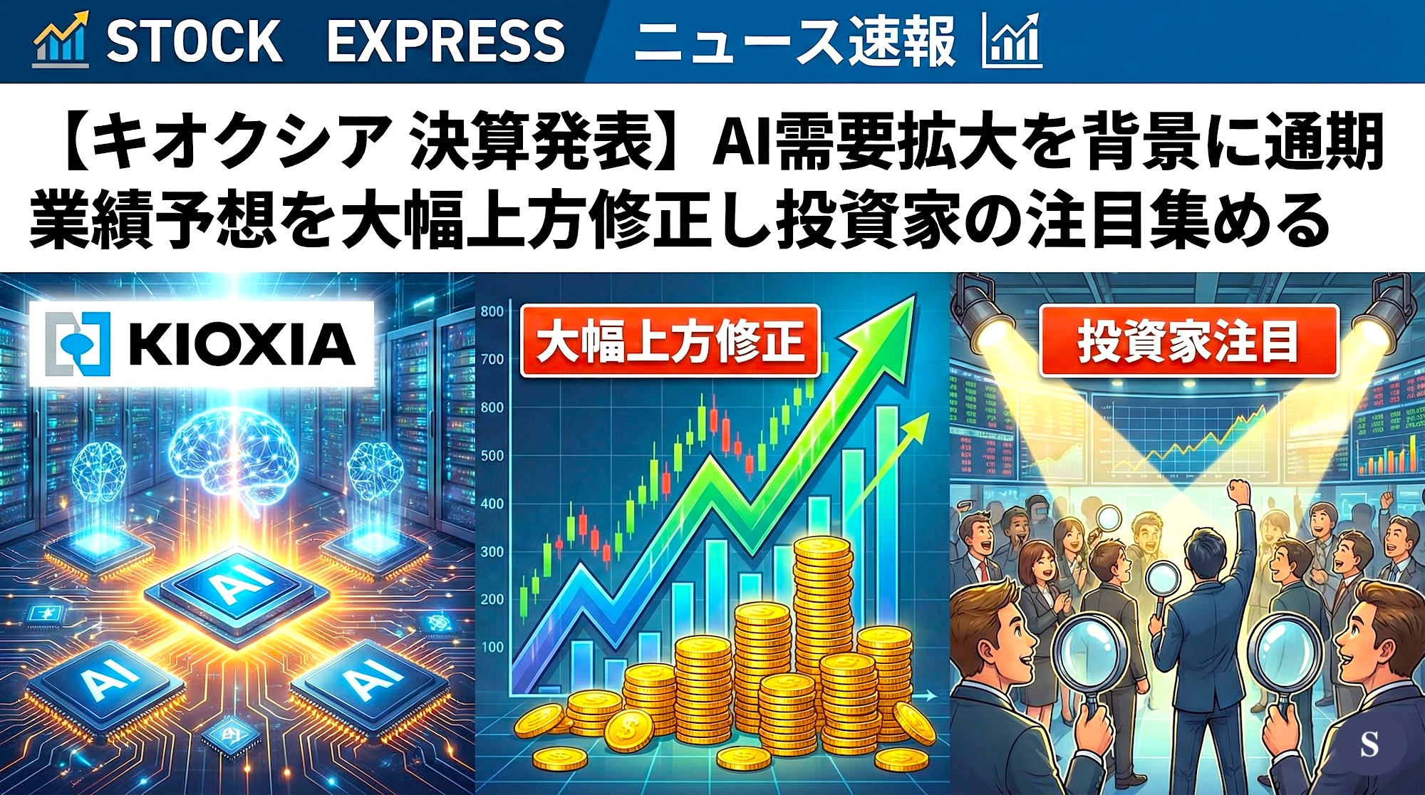 【キオクシア 決算発表】AI需要拡大を背景に通期業績予想を大幅上方修正し投資家の注目集める