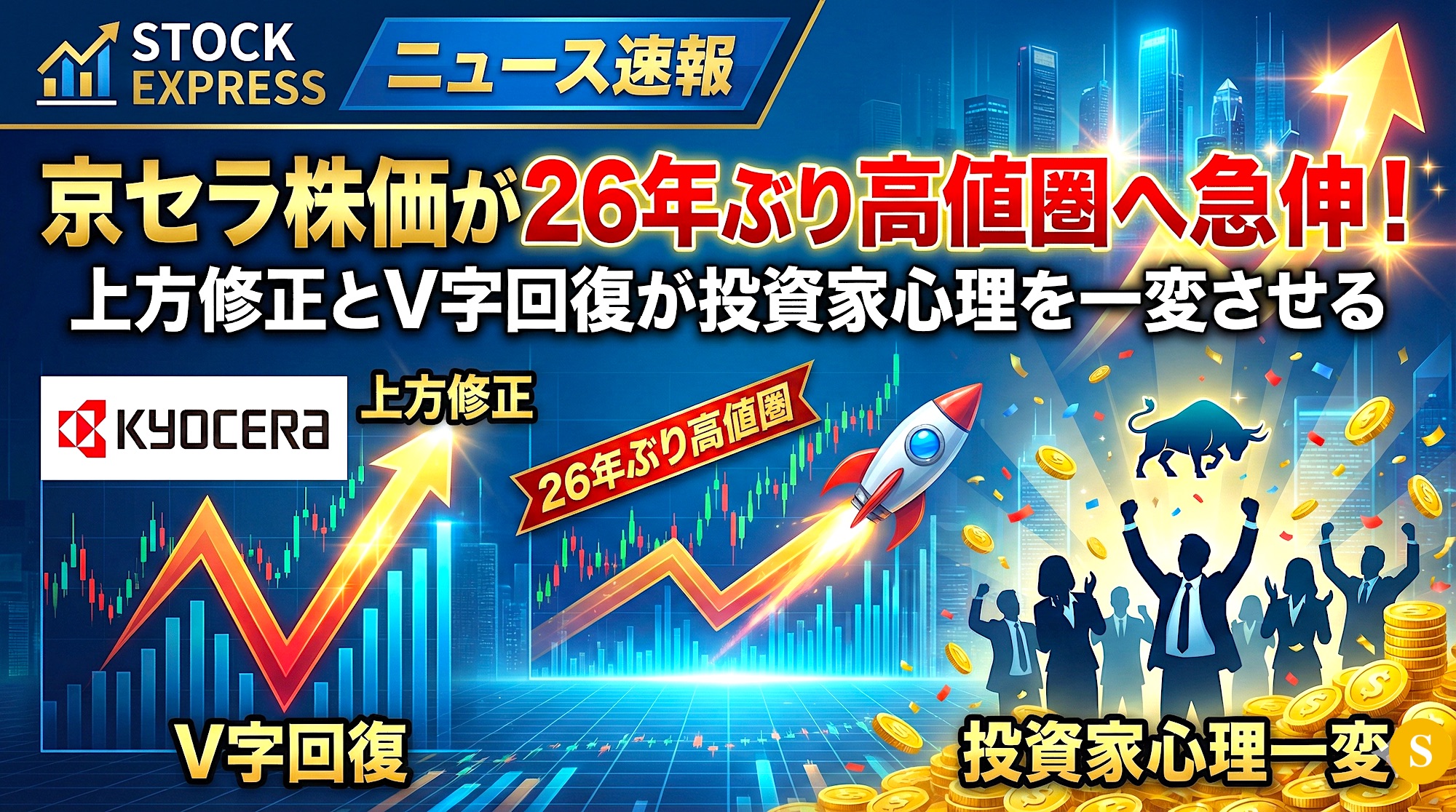 京セラ株価が26年ぶり高値圏へ急伸！上方修正とV字回復が投資家心理を一変させる