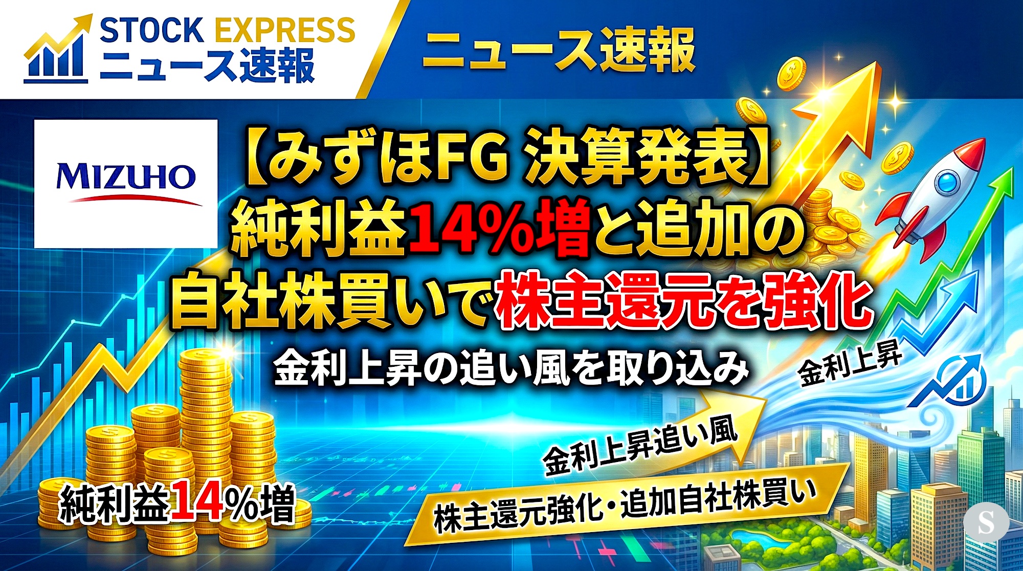 【みずほFG 決算発表】純利益14％増と追加の自社株買いで株主還元を強化――金利上昇の追い風を取り込み