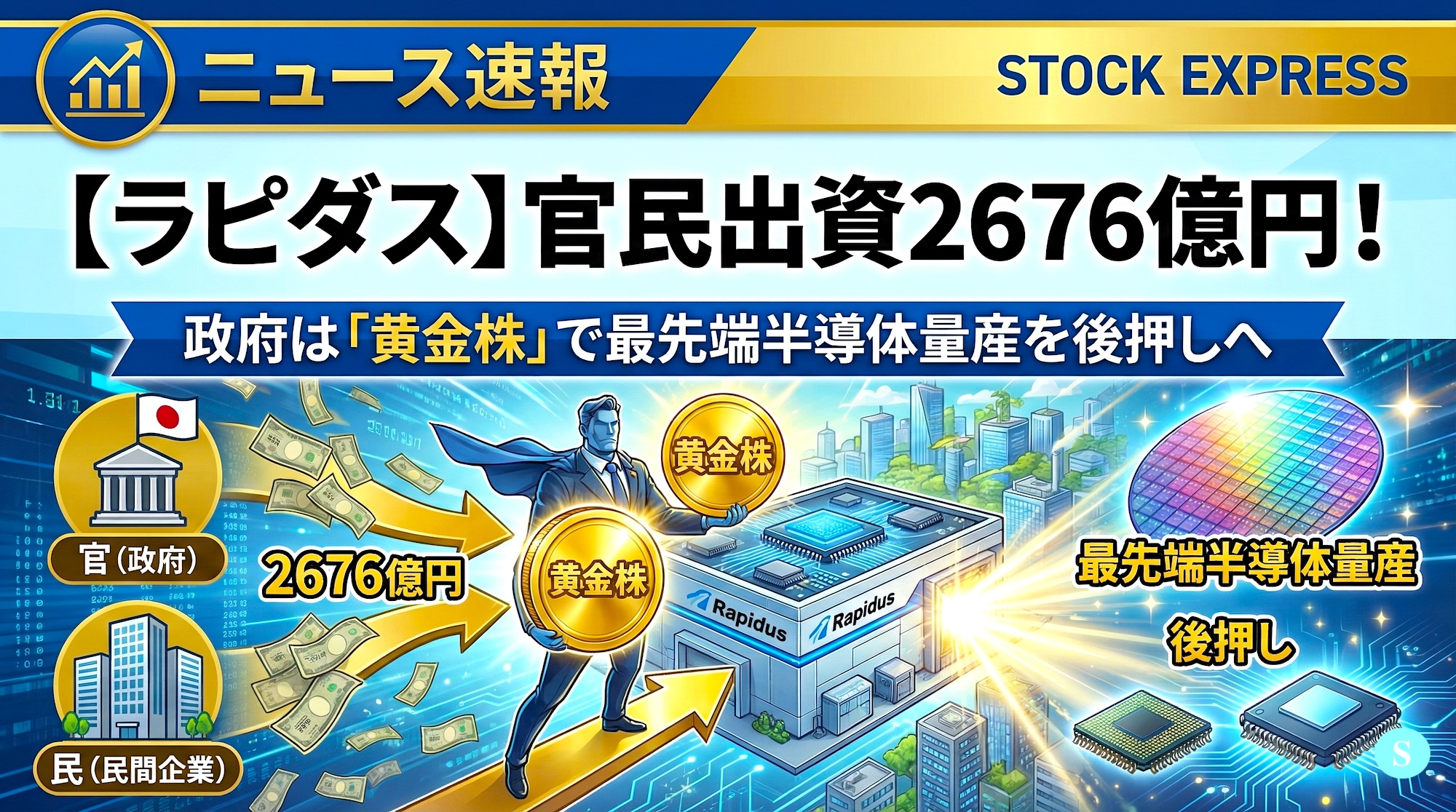 ラピダスに官民出資2676億円！政府は「黄金株」で最先端半導体量産を後押しへ