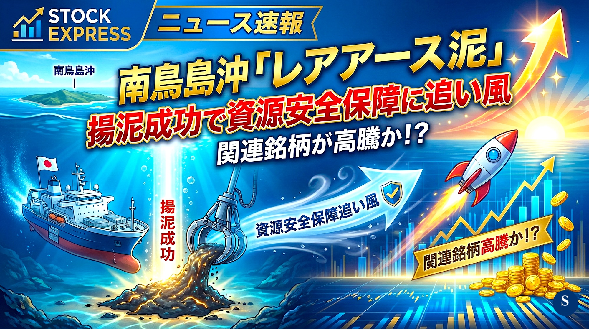南鳥島沖「レアアース泥」揚泥成功で資源安全保障に追い風――関連銘柄が高騰か！？