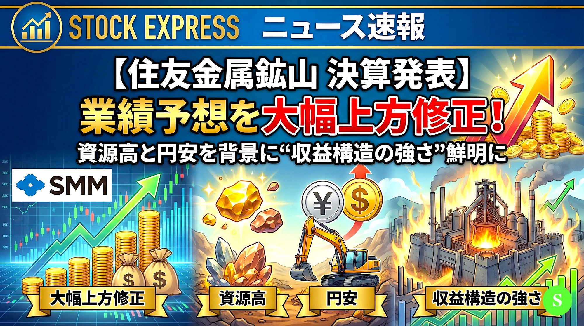 【住友金属鉱山 決算発表】業績予想を大幅上方修正！資源高と円安を背景に“収益構造の強さ”鮮明に