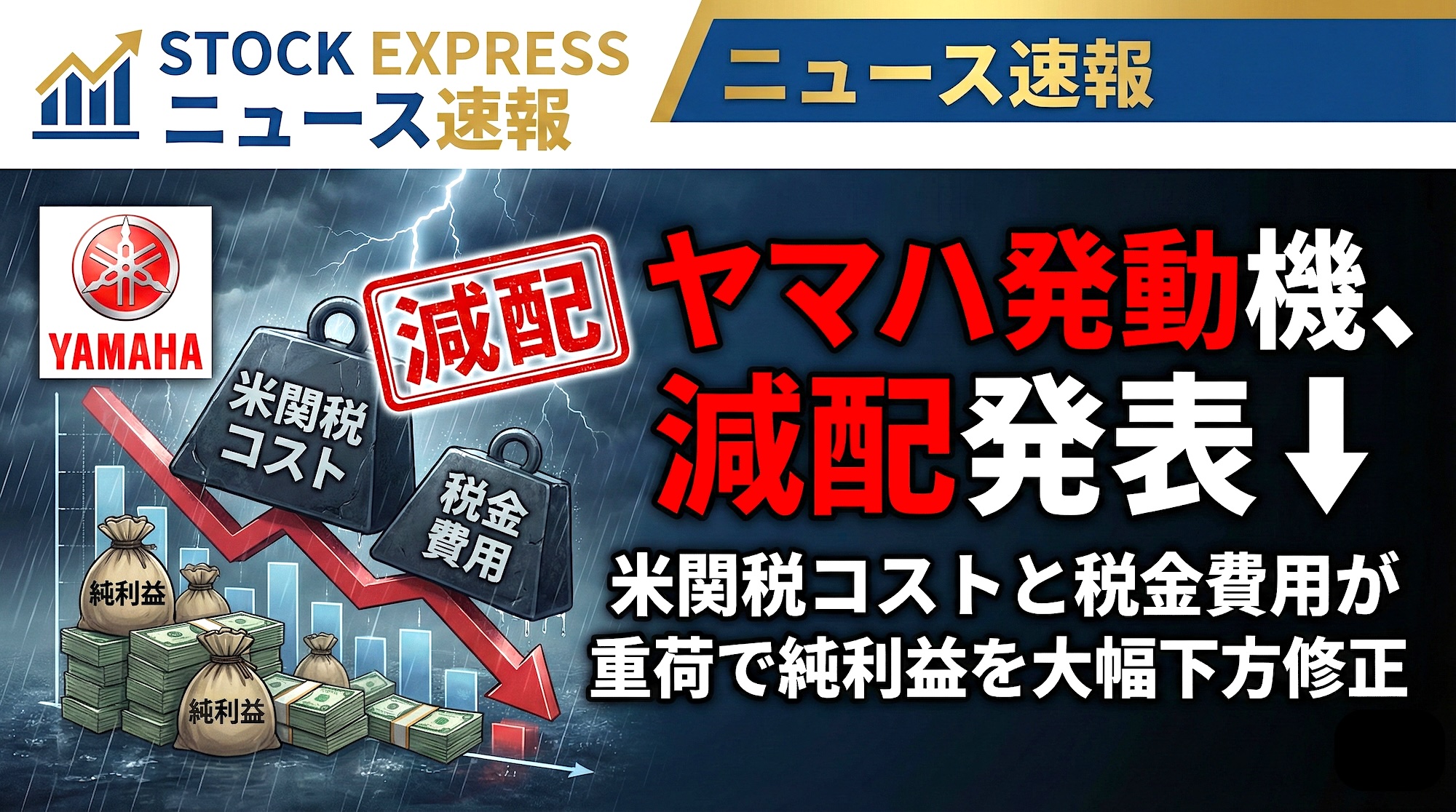 ヤマハ発動機、減配発表＿＿米関税コストと税金費用が重荷で純利益を大幅下方修正