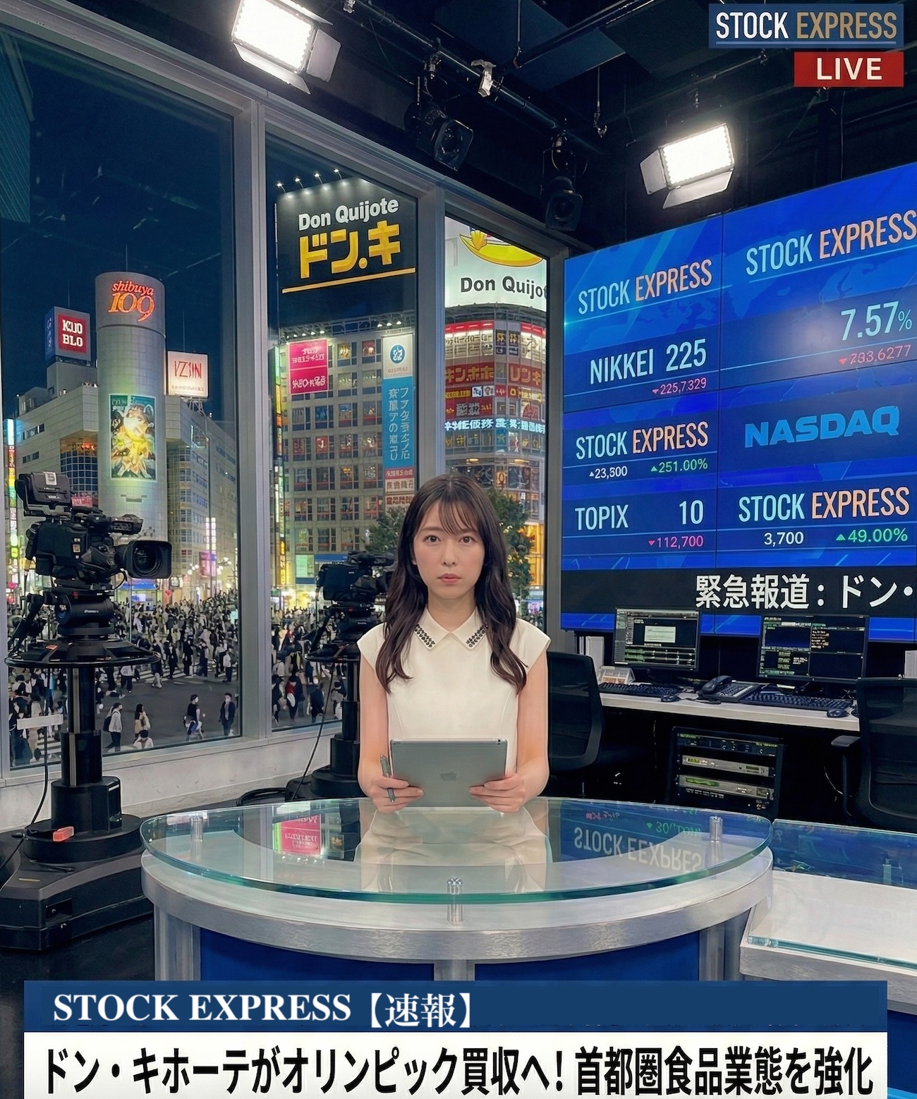 STOCK EXPRESS(ストックエクスプレス)番組オンエア。キャスター/ドン・キホーテがオリンピック買収へ!