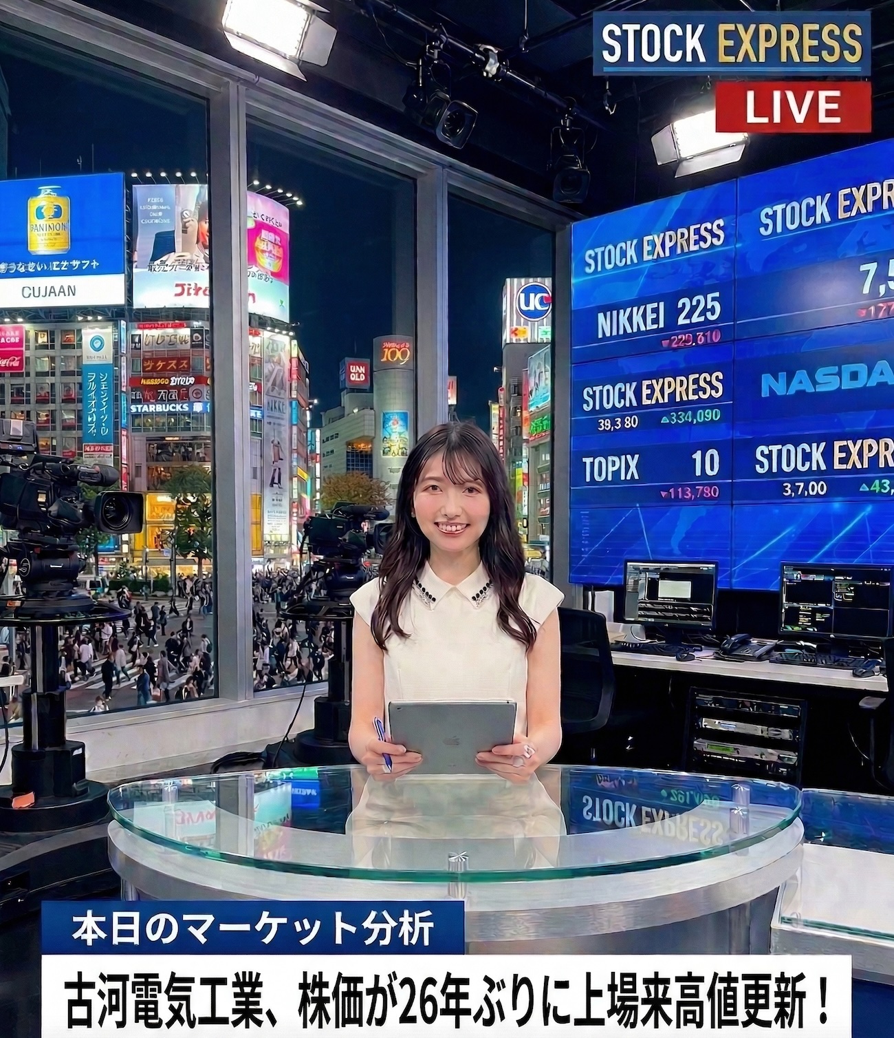 STOCK EXPRESS(ストックエクスプレス)番組オンエア。キャスター