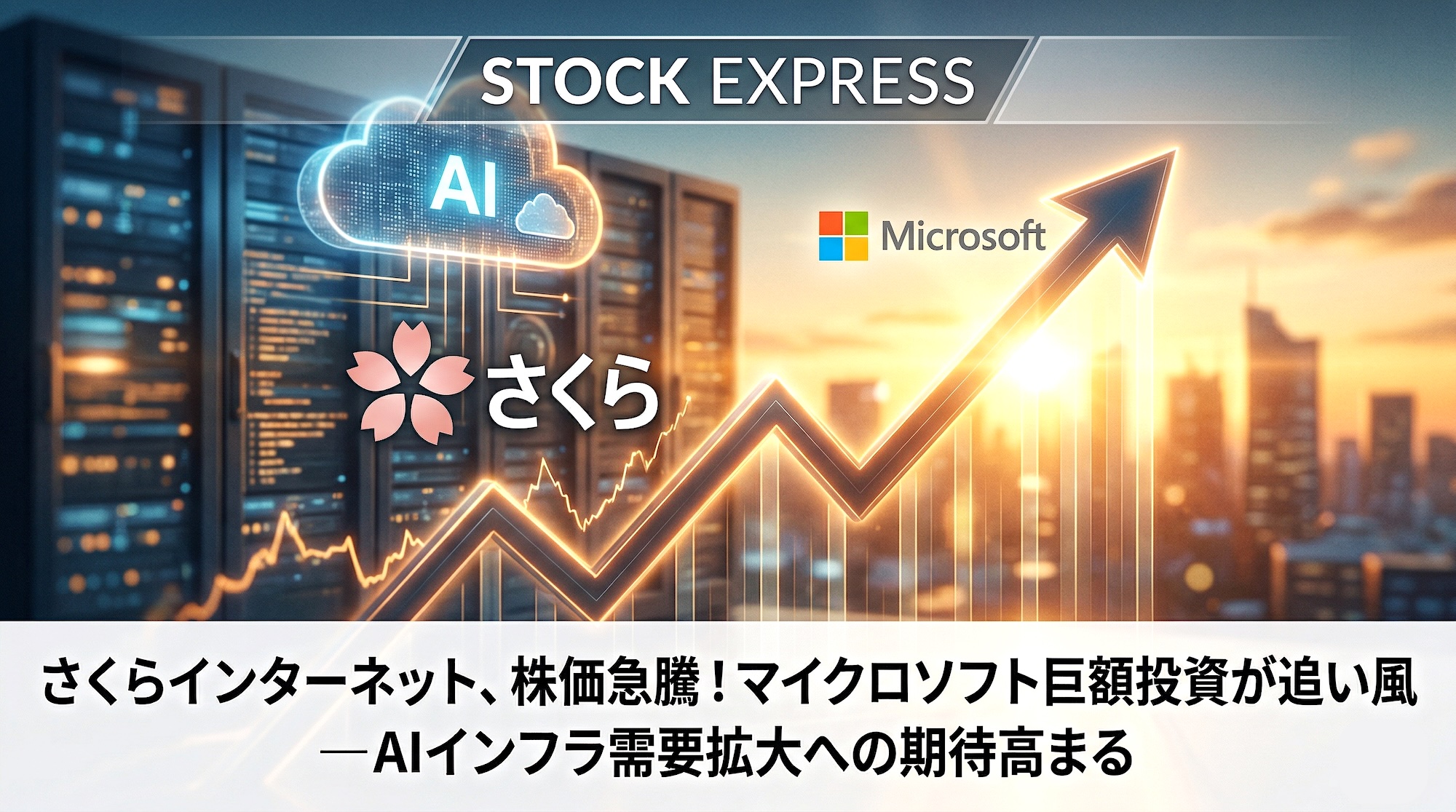 さくらインターネット、株価急騰！マイクロソフト巨額投資が追い風 ―AIインフラ需要拡大への期待高まる